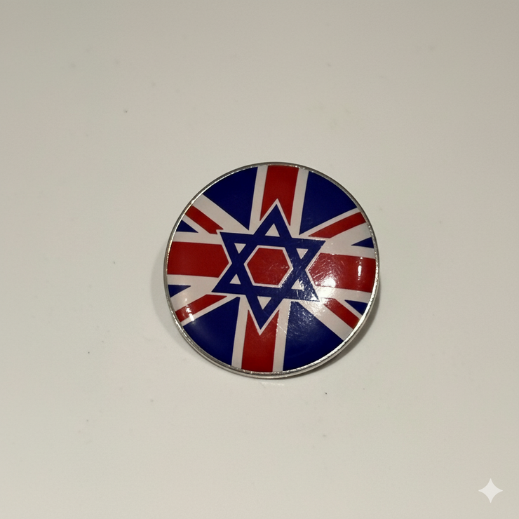 Union jack and star of David pin.