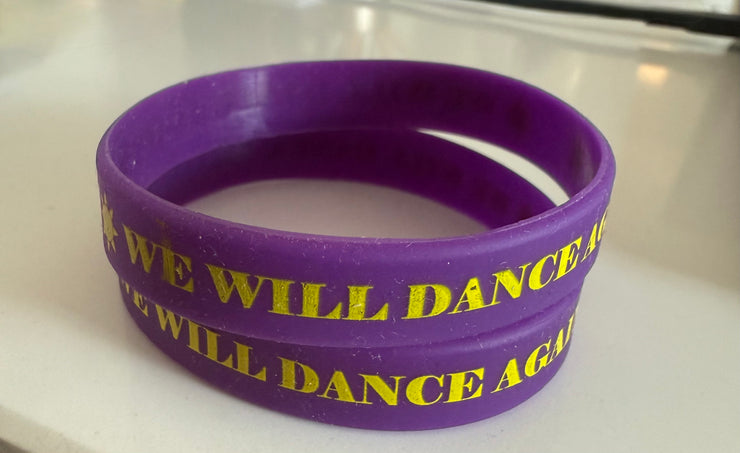 Purple Rubber Braclets "we will dance again"